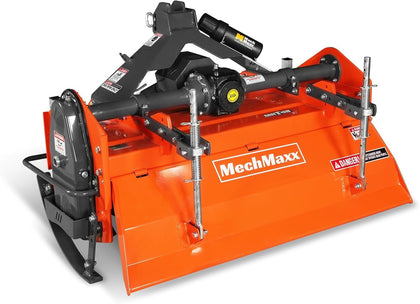 MechMax 48 in Rotary Tiller, 3 Point Hitch Cat.1 & 2, Gear Drive, PTO Shaft Included with Slip Clutch, 25–50 HP, MRT48