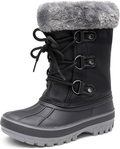 Unisex Snow Waterproof Winter Boots | Warm Faux Fur Lined Outdoor Secure Grip Anti Slip Outsole Easy Wear Windproof
