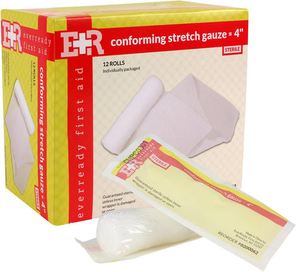 Sterile Conforming Gauze Roll Bandage - Box of 12-4 inch