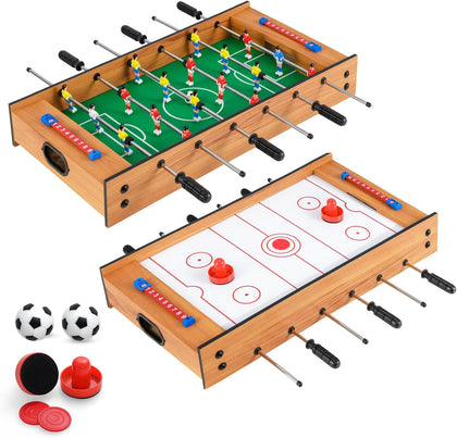 2 in 1 Multi Game Table, Tabletop Foosball Table & Hockey, Combo Game Table Set with Complete Accessories for Kids &