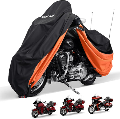 Waterproof Motorcycle Cover with Side Top Box Compatible with Harley Davidson Touring Ultra Limited Street Glide Road
