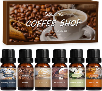 Coffee Shop Fragrance Oils Set, Premium Essential Oils Set for Diffuser, Scented Oil for Soap & Candle Making