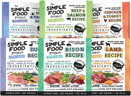 The Freeze Dried Raw Dog Food Topper Featuring Organic Human Grade Ingredients [6 Pack Variety - 1oz Samples Bison