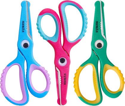 Kids Scissors 5.5 Inch,Blunt Tip Toddler Safety Scissors,3 Pack