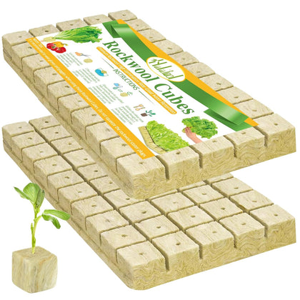 1 Inch Rockwool Cubes for Hydroponics, 100 Plugs Seed Starter Cube | High Germination Rate for Vegetables & Herbs