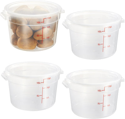 12 Quart Translucent Round Food Storage Container with Lid, Pack of 4 – NSF Listed, BPA-Free, Commercial-Grade