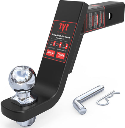 6-Inch Drop Trailer Hitch Ball Mount with 2" Ball for 2-Inch Receiver