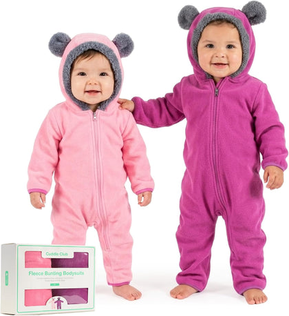 Fleece Baby Bunting Bodysuit – Infant One Piece Kids Hooded Romper Outerwear Toddler Jacket