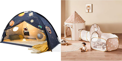 Kids Play Tent with Tunnel, Pop Up Play Tent with Ball Pits for Toddlers, Space Galaxy Bed Tent for Kids – Sleep Bed