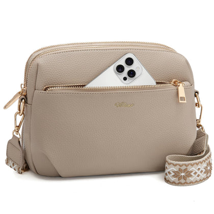 Crossbody Bag for Women Leather Purse Anti Theft Multi Pockets Wide Adjustable Strap Shoulder Handbag RFID Blocking