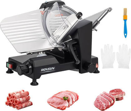 ROVUN 300W Commercial Meat Slicer, 10inch Electric Food Slicer ETL Certified, Deli Cheese Slicer with Premium