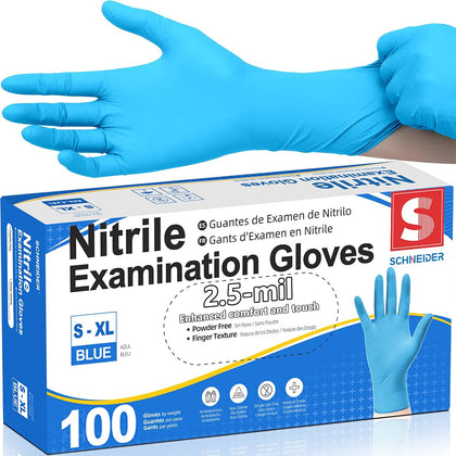 Medical Exam Glove, Gloves Disposable Latex Free, Powder Free | 2.5-Mil, Blue Nitrile Gloves, Food Safe Gloves