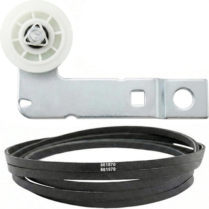 661570 Dryer Drum Belt & W10837240 Dryer Idler Pulley by Seentech - Exact fit Whirlpool Kenmore Dryers - Replaces