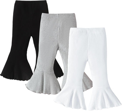 Baby Girl Flare Pants 3 Pack Ribbed Toddler Bell Bottoms 6M-3T