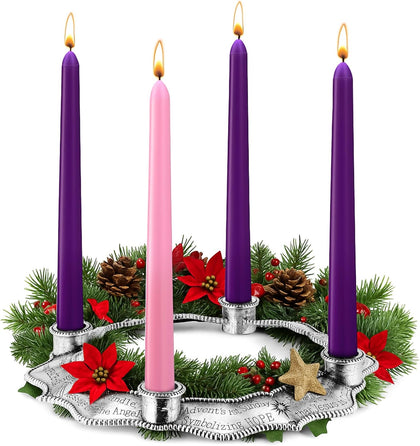 5 Pcs Advent Candle Holder Set Nativity Christmas Centerpiece Religious Decoration Metal Advent Candle Holder and