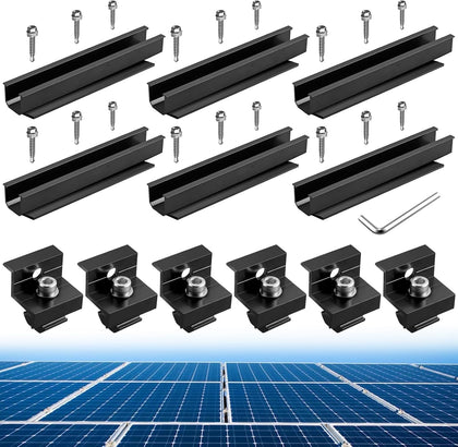 Solar Panel Roof Mounting Kit, 7.87" Aluminium Solar Rail & Clamps | Solar Panel Bracket For Thickness 30/35mm Panel