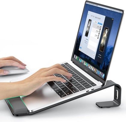 Laptop Stand for Desk, Metal Laptop Stand with Wrist Support, Ergonomic Detachable Laptop Riser, Aluminum Lectern