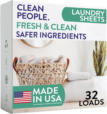 Laundry Detergent Sheets - Laundry Soap - Ultra Concentrated, Recyclable Packaging, Stain Fighting - Fresh Scent, 32
