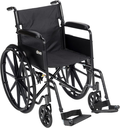 Silver Sport 1 Folding Transport Wheelchair - Lightweight Mobility Support - Full Armrests - Removable Swing-Away