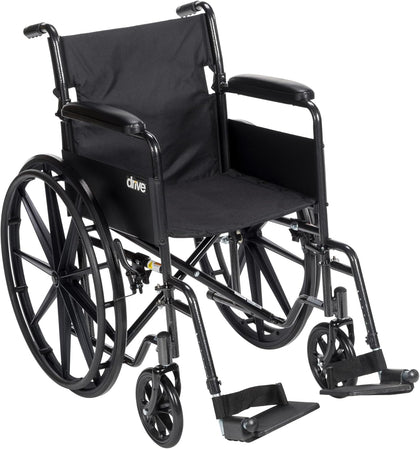 Silver Sport 1 Folding Transport Wheelchair - Lightweight Mobility Support - Full Armrests - Removable Swing-Away