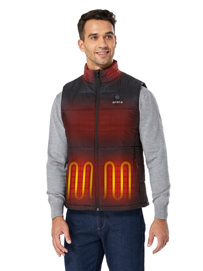 Men's Heated Vest Lightweight 4-Zone USB-C Battery Heated Puffer Vest (Black,XL)
