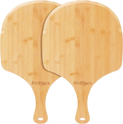 Pizza Peel Set of 2, 14 Inch Natural Bamboo Pizza Paddle – Non-Stick Wooden Pizza Board for Oven, Cutting Board &