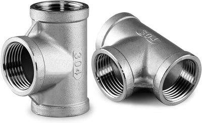 Beduan 2 PCS Stainless 3/4" Tee Female NPT T Shaped 3 Way Cast Pipe Fitting