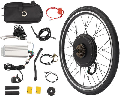 26" E-Bike Rear Wheel Hub Motor 1000W 48V Brushless Gearless Electric Bike Conversion Kit with Thumb Throttle for
