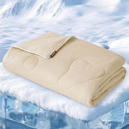 Cooling Blanket for Large Dogs - Washable Dog Cooling Mat for Hot Weather, Travel Soft Pet Summer Essentials, Khaki