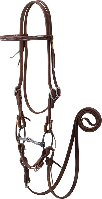 Weaver Leather Working Tack Bridle with Ring Snaffle Mouth Bit, Golden Chestnut