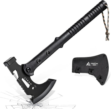 Hatchet Axe with Sheath, Multi-Functional Tactical Tomahawk | Sharp Portable Survival Axes with Hammer for Camping