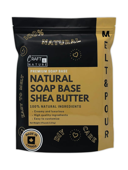 4 LB All Natural Clear Moisturizing Glycerin Melt And Pour Soap Base for Soap Making (4 Pound, Shea Butter