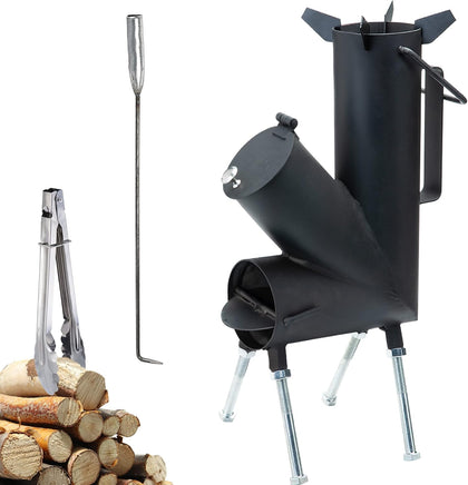 ROCKET STOVE is the perfect wood stove. A portable wood-burning camping stove with a fire poker. For camping gear &