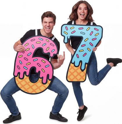 67 Couple Costume, Halloween Fun Outfit | 67 Ice Cream Numbers Costume, Birthday Party Game, Matching Duo Costume