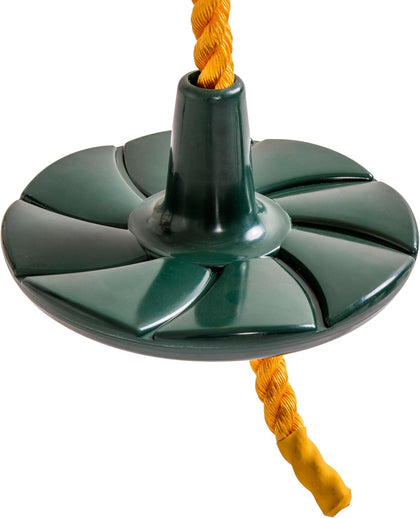 Green Playset Rope and Disc Swing with Leg Safety Protector and Fully Adjustable Rope