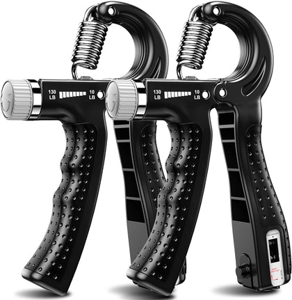 Hand Grip Strengthener 2 Pack Adjustable Resistance 10-130 lbs Forearm Exerciser,Grip Strength Trainer for Muscle