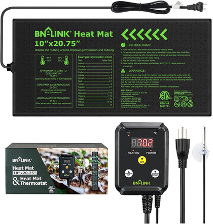 10" x 20.75" Seedling Heat Mat with Thermostat Controller Combo Set | Plant Heating Pad for Seed Starting with