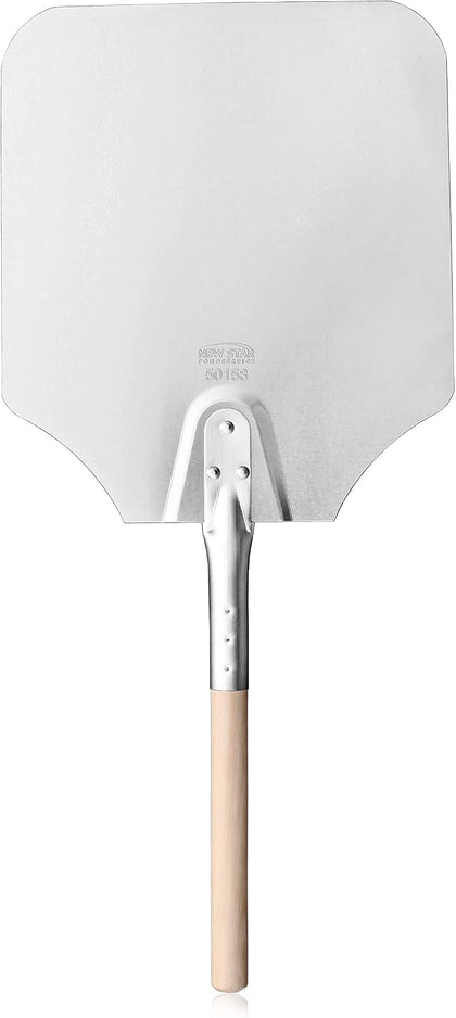 50158 Aluminum Pizza Peel, Wooden Handle, 12 x 14 inch Blade, 26 inch overall