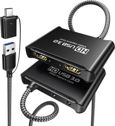 USB 3.0 HDMI Video Capture Card, 4K Passthrough, HD 1080P60 Output | Metalshell, Plug & Play, HDMI to USB C Audio
