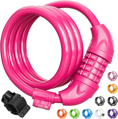 Bike Lock, Bicycle Lock 4 Feet Cable Lock 1/2 Inch Resettable Bike Lock Combination with Mounting Bracket, Bike