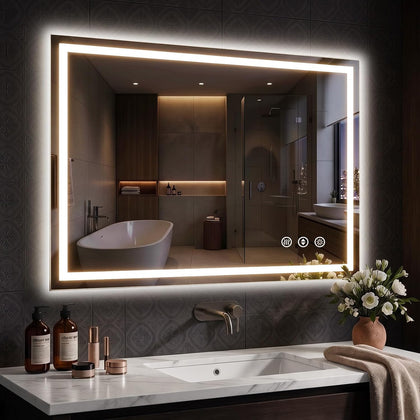 40x32 LED Bathroom Mirror with Lights, Dual Lit, Anti-Fog, Memory | Dimmable 3 Color CRI 90+ for True-to-life Color