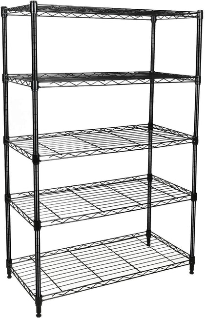 Heavy Duty 5-Shelf Storage Shelving Unit, 1250lbs Loading Capacity, 29.92" D x 13.98" W x 61.09" H, Black