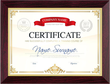 8.5 X 11 Certificate Frames Mahogany&Gold, High School College Diploma Frame Document Frame For Wall Display and