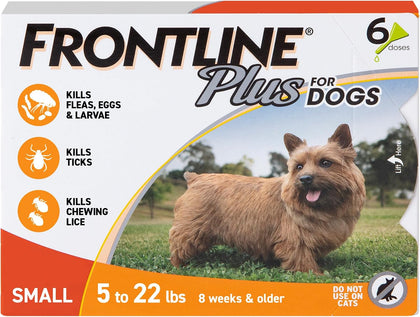 Plus Flea & Tick Spot Treatment for Small Breed Dogs 5-22 lbs. (Orange) Count of 6