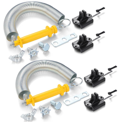 2 Set Electric Fence Gate Kit Contains 16 Feet Long Compressed Spring Black Insulators and Other Fasteners Wooden