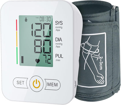 Upper Arm Blood Pressure Monitor Auto Digital for Home Use (White) | Blood Pressure Machine,One-Button Design BP