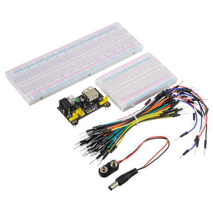 Breadboard Kit with Power Supply Module, Jumper Wires,Battery Clip,830 & 400 tie-Points Breadboard
