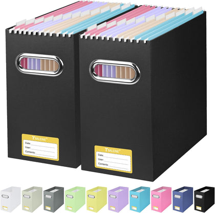 File Organizer Box, Cardboard File Folder Organizer with Handle for Letter Size, Portable Collapsible Hanging Filing