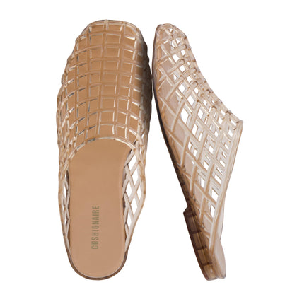 Lab Lattice Jelly Flats for Women, Closed Toe Womens Mules, Mocha 8