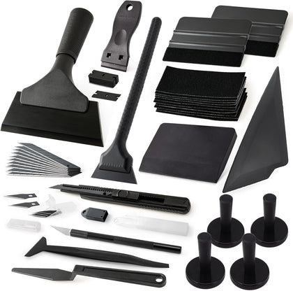 Vinyl Wrap Tool Kit for Car Window Tint Installation with Magnet Holder, Rubber & Vinyl Squeegees, Shank Gasket, Mini